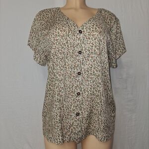 BYTAVI New Multicolor Floral Button Down Shirt Womem Sixe XL